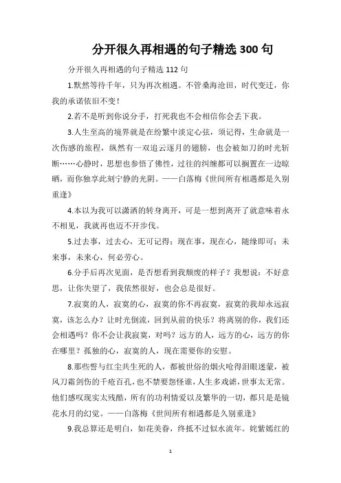分开很久再相遇的句子精选300句