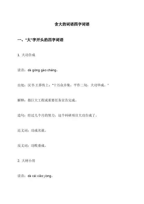 含大的词语四字词语