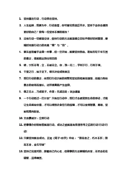 关于行动和坚持的名言
