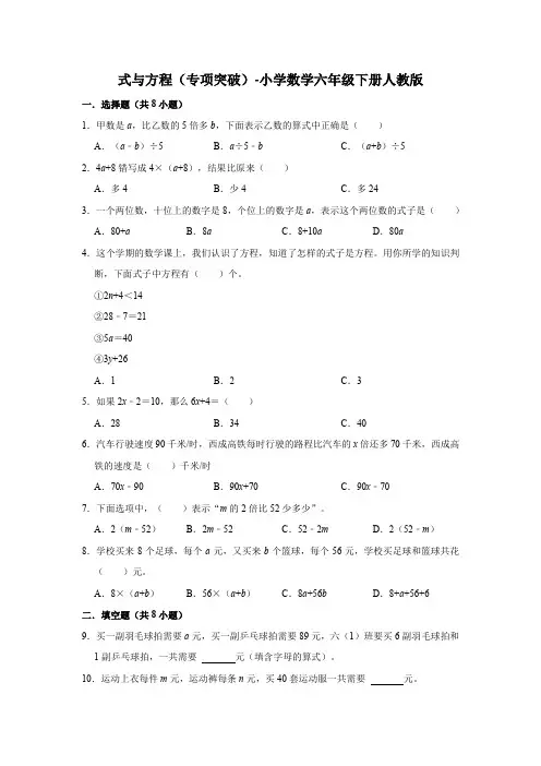 人教版小升初-式与方程(专项突破)
