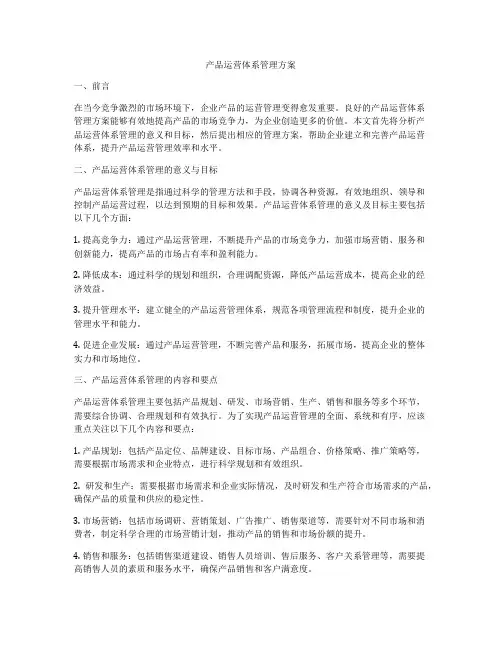 产品运营体系管理方案