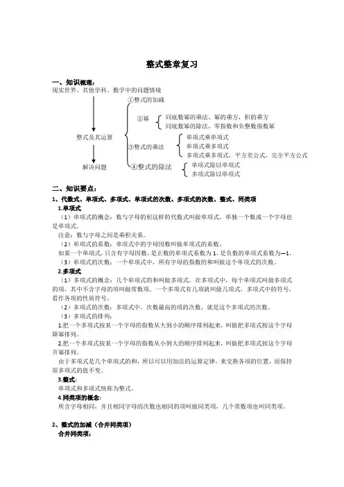 沪教版七年级上册-整式整章复习