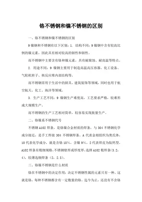 铬不锈钢和镍不锈钢的区别