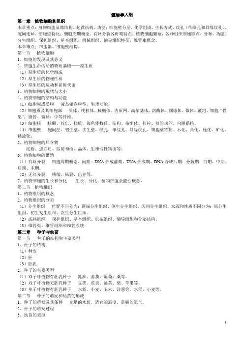 专升本植物学大纲