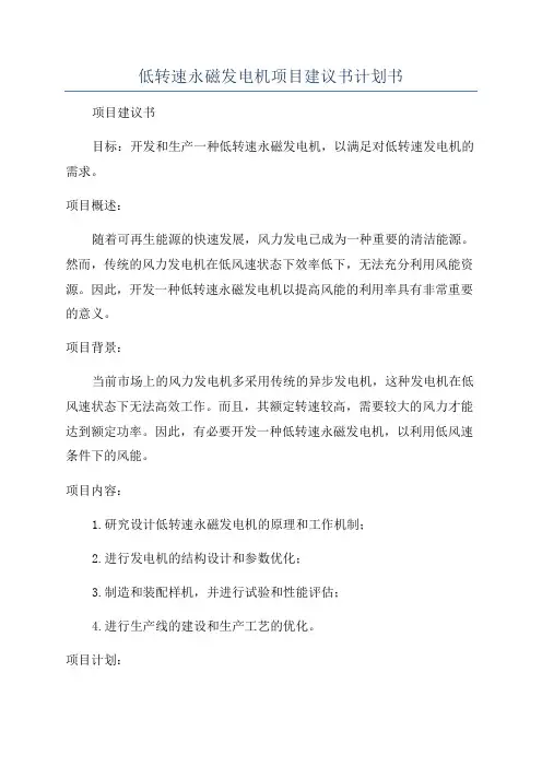 低转速永磁发电机项目建议书计划书