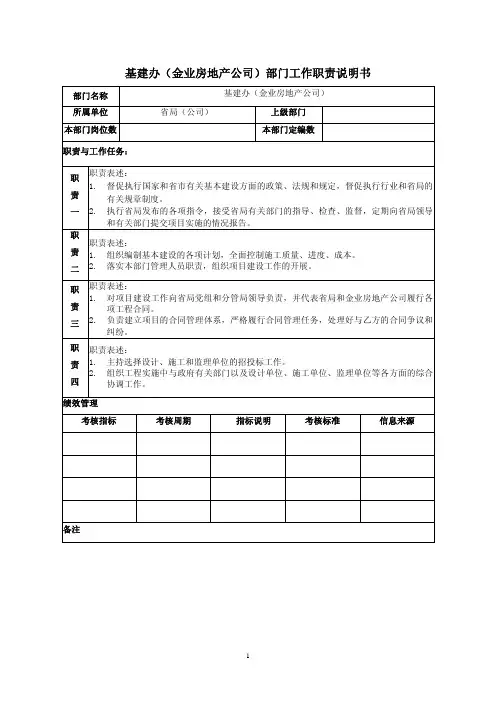 基建办岗位说明书