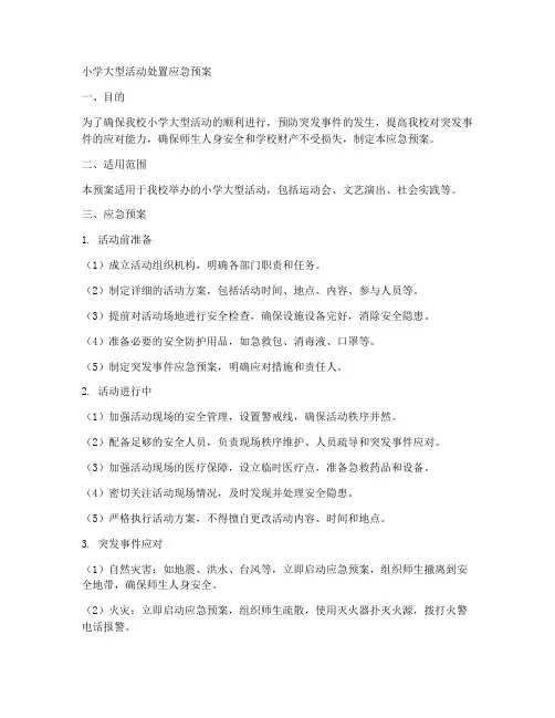 小学大型活动处置应急预案