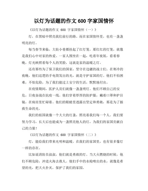 以灯为话题的作文600字家国情怀