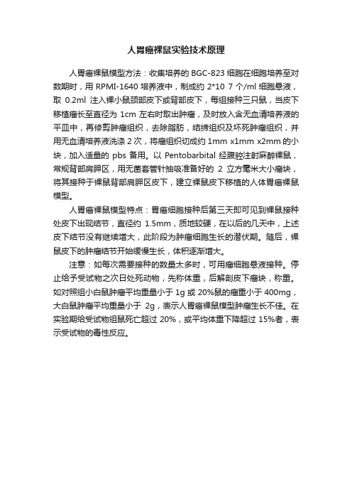 人胃癌裸鼠实验技术原理