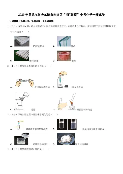 2020年黑龙江省哈尔滨市南岗区“NF联盟”中考化学一模试卷