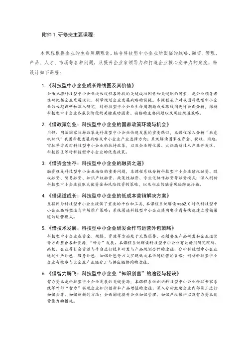 研修班主要课程
