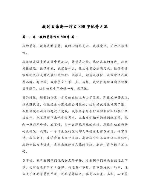 我的父亲高一作文800字优秀5篇