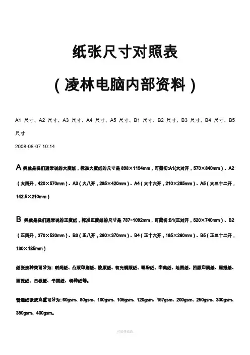 纸张尺寸对照表24402