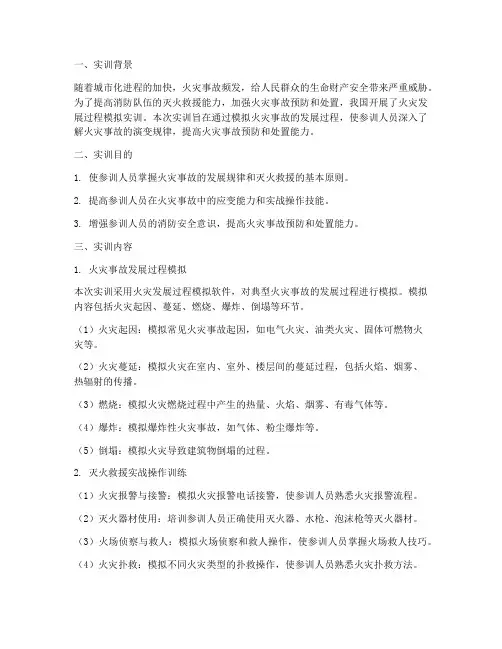 火灾发展过程模拟实训报告