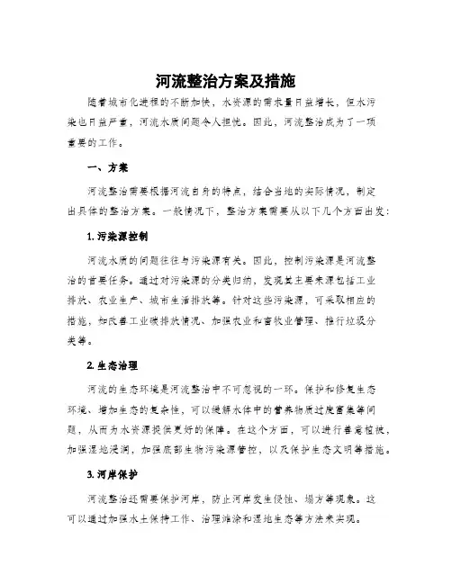河流整治方案及措施