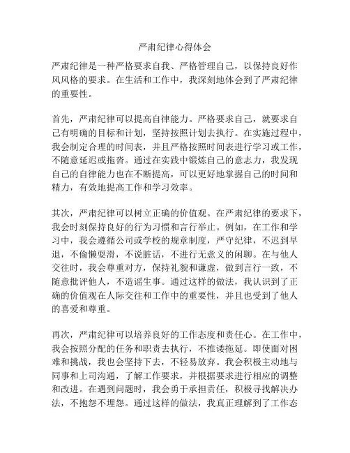 严肃纪律心得体会
