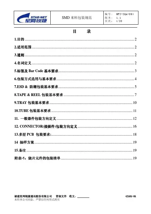 SMT 器件来料检验要求1.1