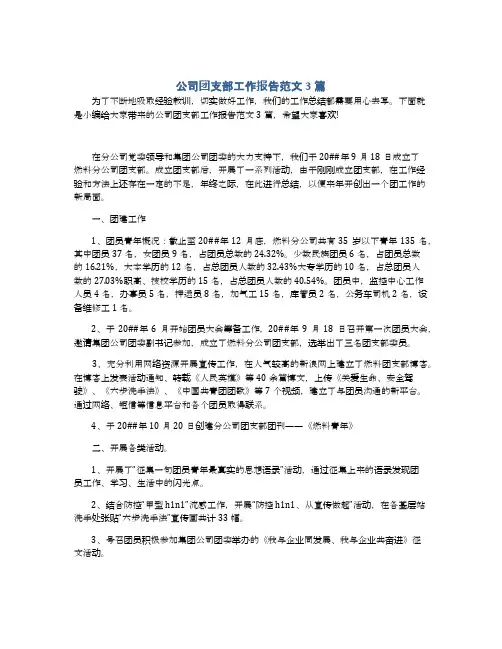 公司团支部工作报告范文3篇