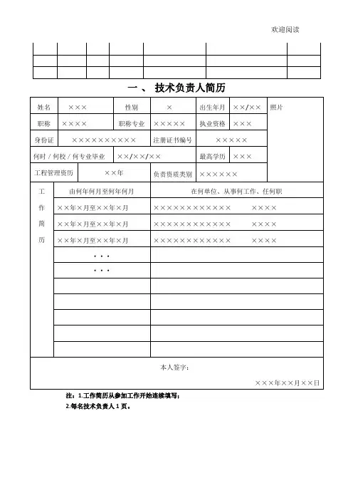 技术负责人简历
