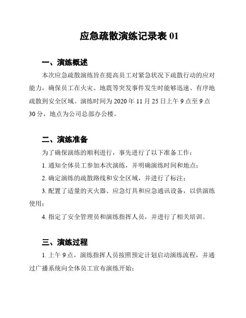 应急疏散演练记录表01