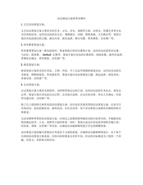 活动策划方案种类有哪些