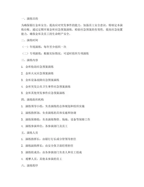 银行金库应急预案演练台账
