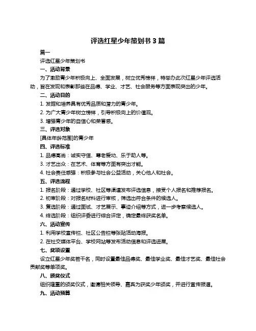 评选红星少年策划书3篇