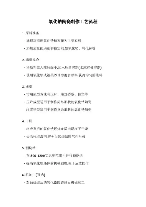 氧化锆陶瓷制作工艺流程