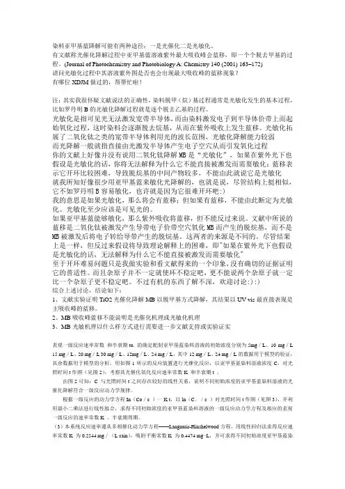 光催化降解亚甲基蓝染料