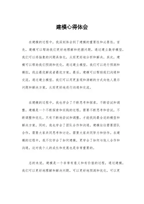 建模心得体会