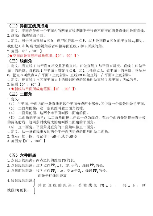 立体几何所有的定理大总结(绝对全)
