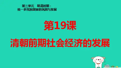 七年级历史下册第3单元第19课清朝前期社会经济的发展习题pptx课件人教部编版