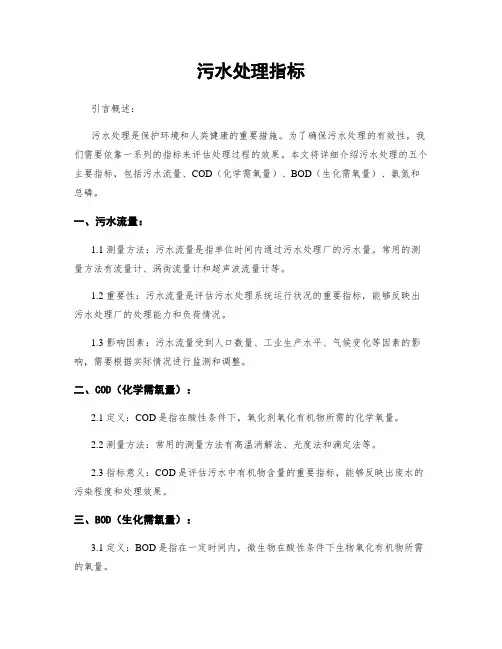 污水处理指标