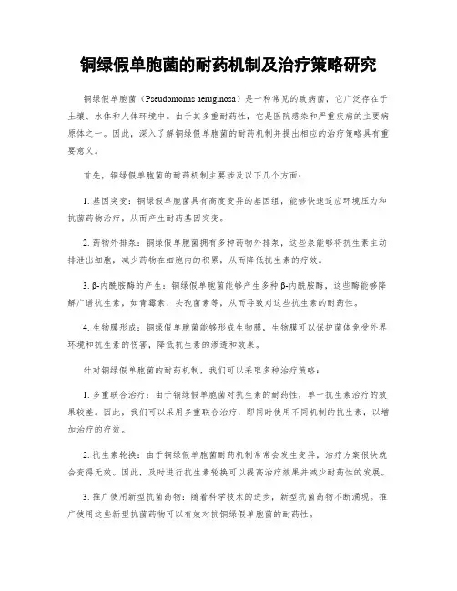 铜绿假单胞菌的耐药机制及治疗策略研究