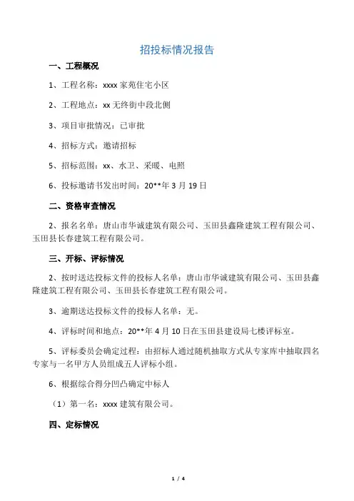 招投标情况报告-范文