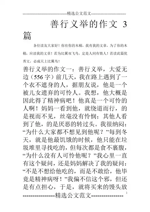 善行义举的作文3篇