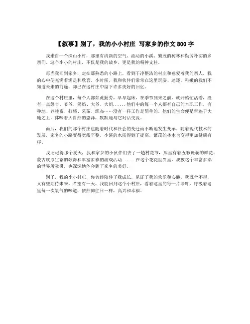 【叙事】别了,我的小小村庄 写家乡的作文800字