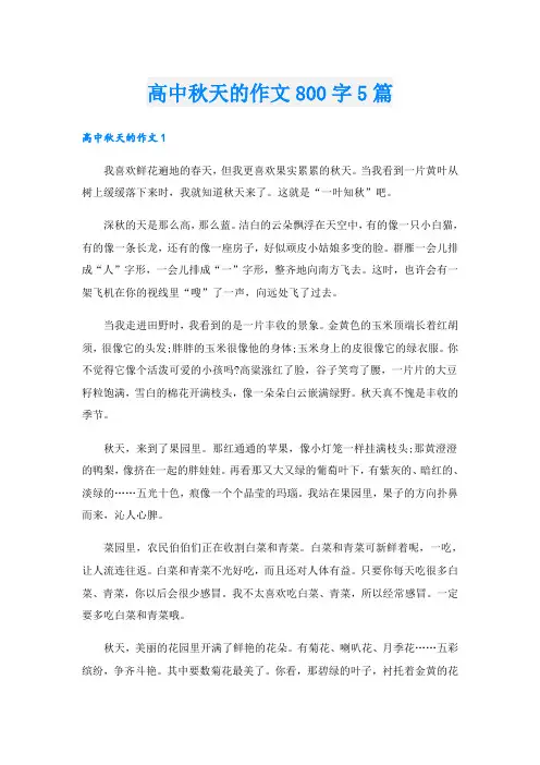 高中秋天的作文800字5篇