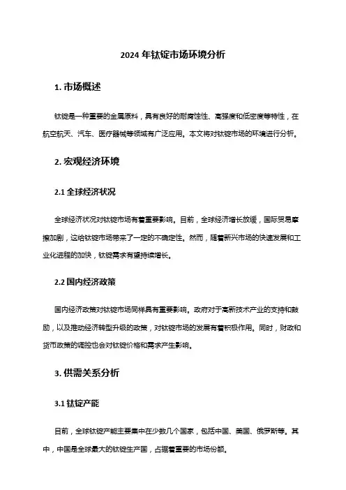 2024年钛锭市场环境分析