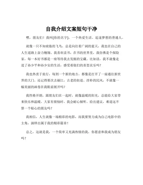 自我介绍文案短句干净