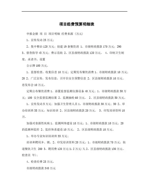 项目经费预算明细表