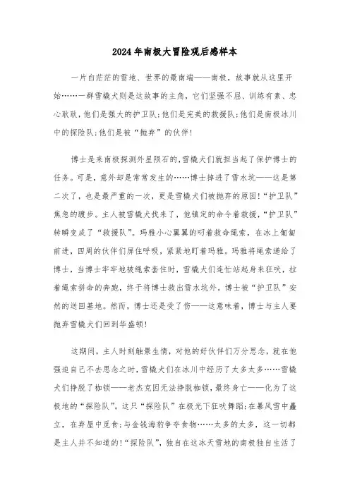 2024年南极大冒险观后感样本(三篇)