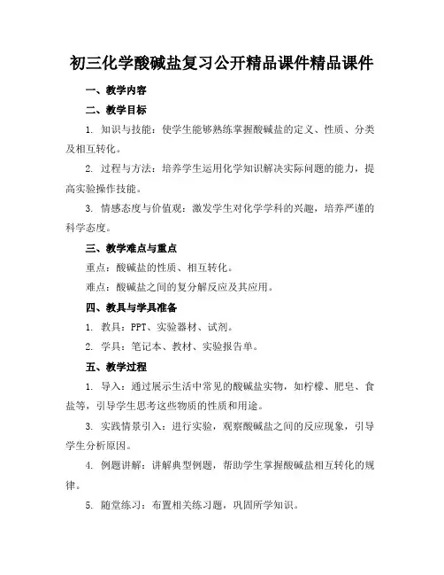 初三化学酸碱盐复习公开精品课件精品课件