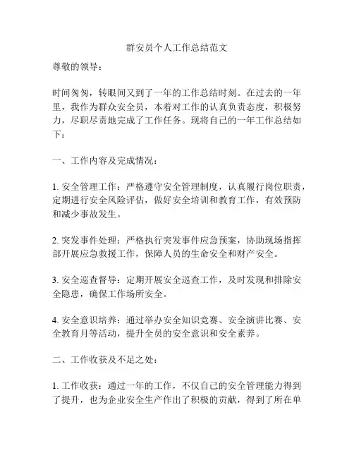 群安员个人工作总结范文