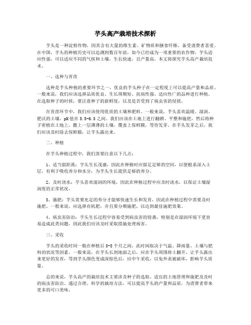 芋头高产栽培技术探析
