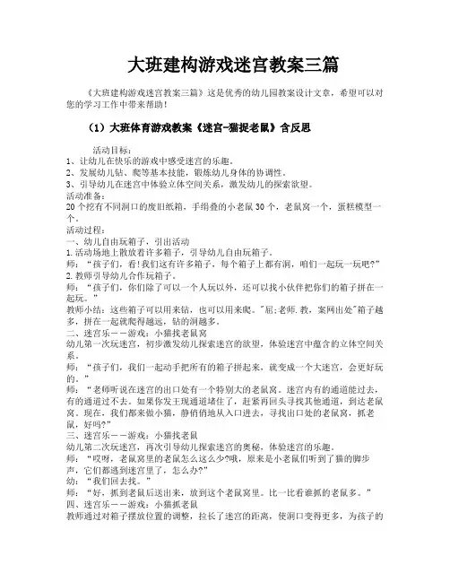 大班建构游戏迷宫教案三篇