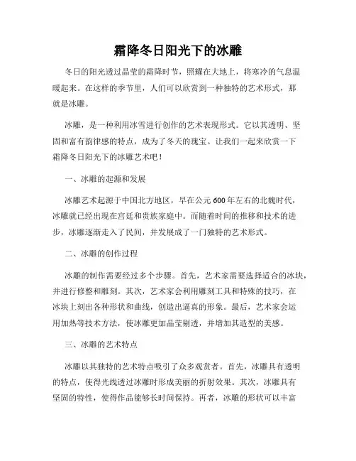 霜降冬日阳光下的冰雕