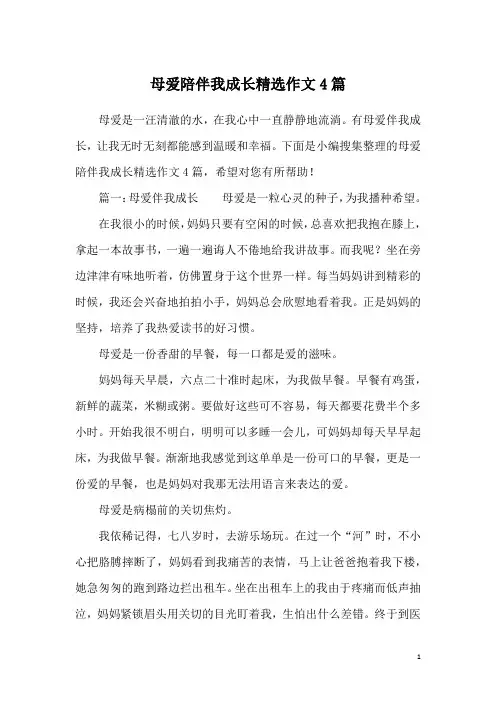 母爱陪伴我成长精选作文4篇