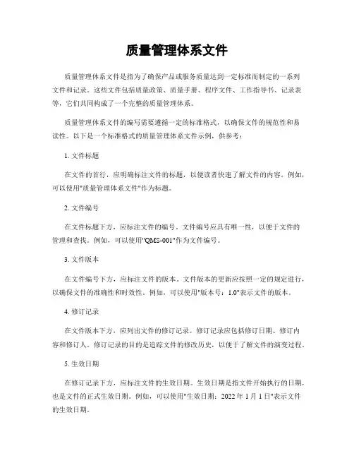 质量管理体系文件