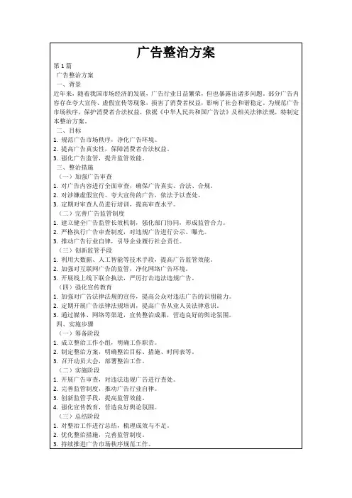 广告整治方案